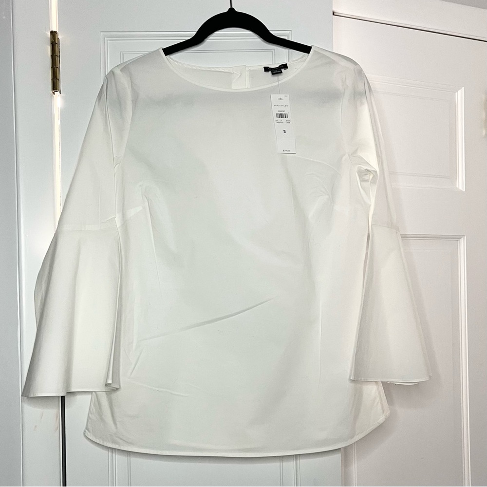 Ann Taylor Cream Bell Sleeve Blouse